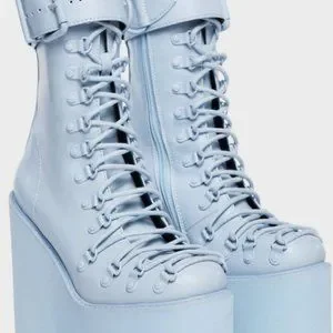 ☆DOLLS KILL☆ Sugar Thrillz Blue Boots Sugar Thrillz Pastel Blue Traitor Boots – Dolls Kill